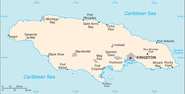 MAP OF JAMAICA & JEWISH AND KOSHER JAMAICA