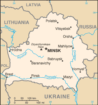 MAP OF BELARUS  מפת בלרוס